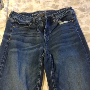 American Eagle with small flare jeans.